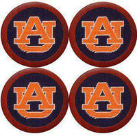 Auburn University Needlepoint Coasters in Navy by Smathers & Branson - Country Club Prep