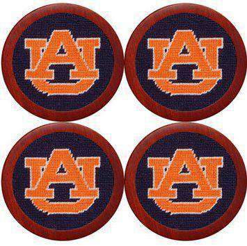 Auburn University Needlepoint Coasters in Navy by Smathers & Branson - Country Club Prep