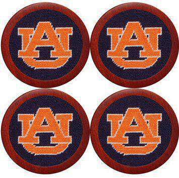 Auburn University Needlepoint Coasters in Navy by Smathers & Branson - Country Club Prep