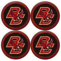 Boston College Needlepoint Coasters in Black by Smathers & Branson - Country Club Prep