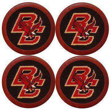 Boston College Needlepoint Coasters in Black by Smathers & Branson - Country Club Prep