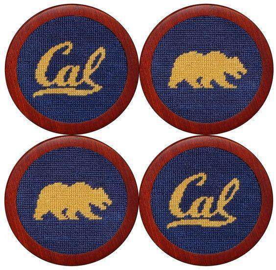 Cal - Berkeley Needlepoint Coasters in Navy by Smathers & Branson - Country Club Prep
