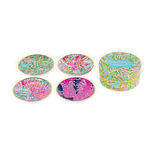 Ceramic Coaster Set in In the Bungalows by Lilly Pulitzer - Country Club Prep