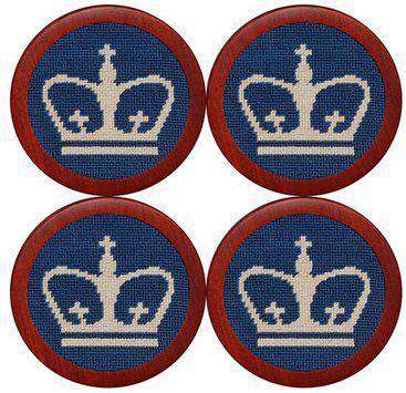 Columbia University Needlepoint Coasters in Blue by Smathers & Branson - Country Club Prep