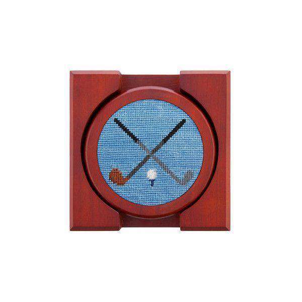 Crossed Clubs Needlepoint Coasters by Smathers & Branson - Country Club Prep