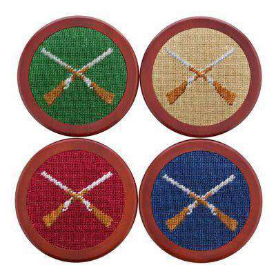 Crossed Shotguns Needlepoint Coasters by Smathers & Branson - Country Club Prep