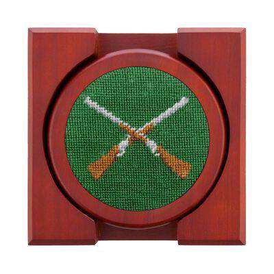 Crossed Shotguns Needlepoint Coasters by Smathers & Branson - Country Club Prep