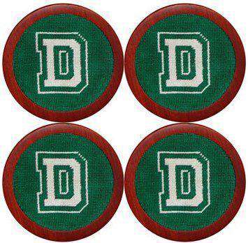 Dartmouth College Needlepoint Coasters in Green by Smathers & Branson - Country Club Prep