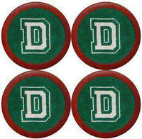 Dartmouth College Needlepoint Coasters in Green by Smathers & Branson - Country Club Prep