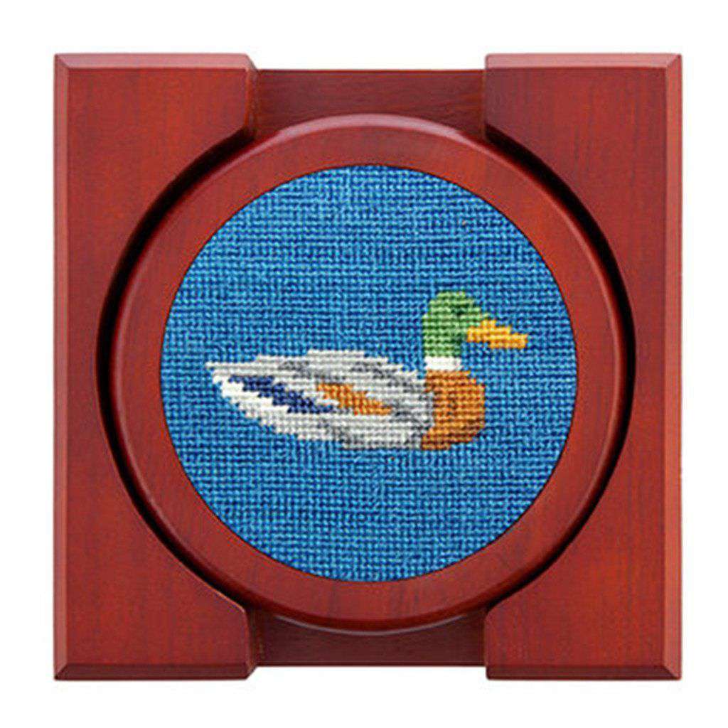 Duck Duck Goose Needlepoint Coasters in Blueberry by Smathers & Branson - Country Club Prep