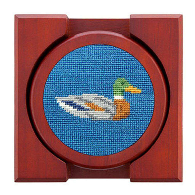 Duck Duck Goose Needlepoint Coasters in Blueberry by Smathers & Branson - Country Club Prep