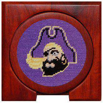 East Carolina Needlepoint Coasters in Purple by Smathers & Branson - Country Club Prep