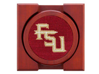 Florida State Needlepoint Coaster Set in Garnet by Smathers & Branson - Country Club Prep