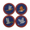 Game Birds Needlepoint Coasters in Classic Navy by Smathers & Branson - Country Club Prep