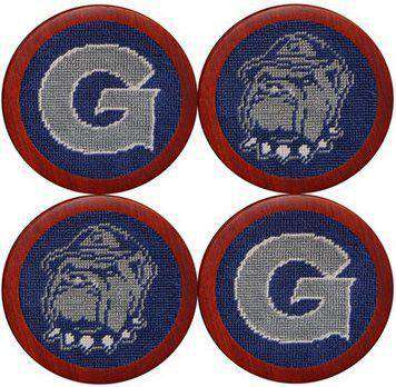 Georgetown University Needlepoint Coasters in Blue by Smathers & Branson - Country Club Prep