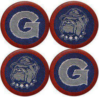 Georgetown University Needlepoint Coasters in Blue by Smathers & Branson - Country Club Prep