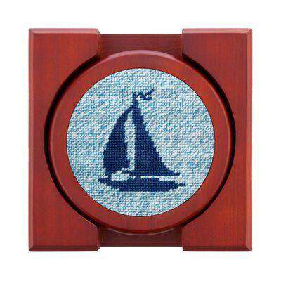 Heathered Sailboat Needlepoint Coasters by Smathers & Branson - Country Club Prep