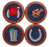 Horse Race Needlepoint Coasters in Navy by Smathers & Branson - Country Club Prep