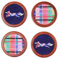 Limited Edition Needlepoint Longshanks Madras Coasters by Smathers & Branson - Country Club Prep