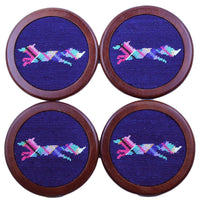Longshanks Needlepoint Coasters in Navy by Smathers & Branson - Country Club Prep
