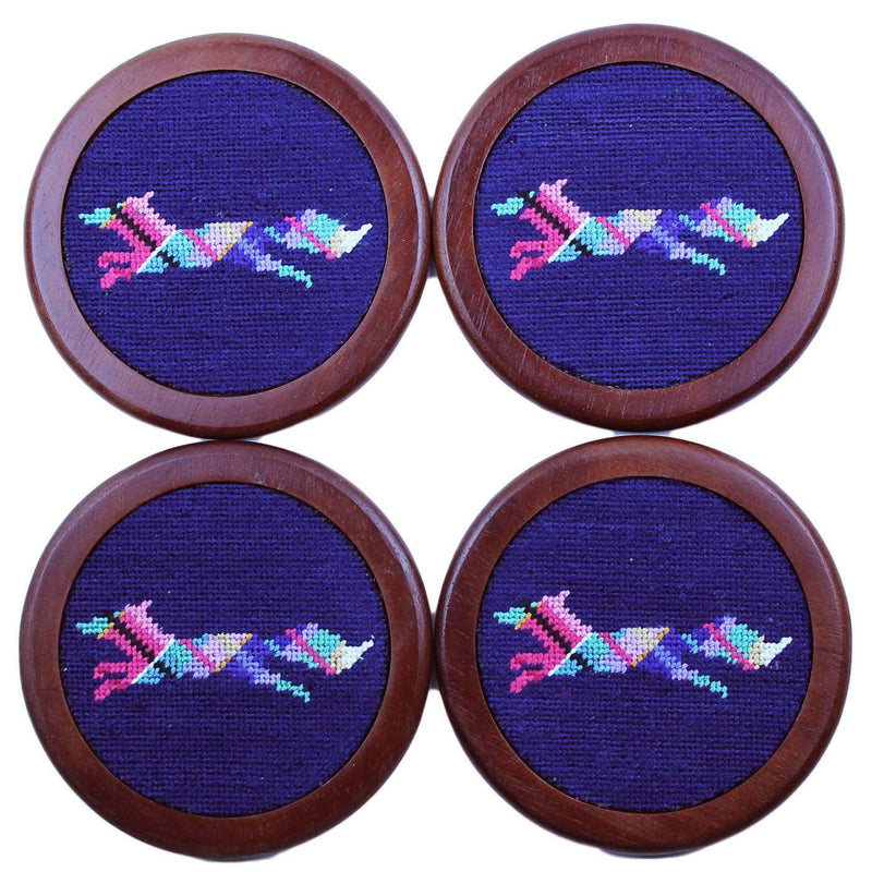 Longshanks Needlepoint Coasters in Navy by Smathers & Branson - Country Club Prep