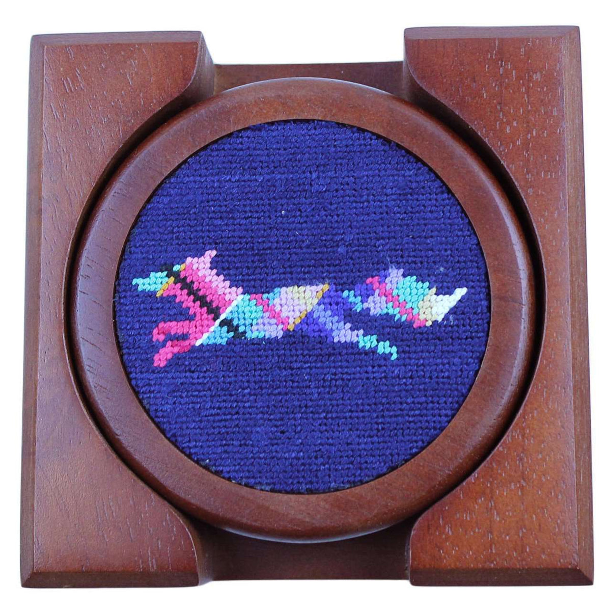Longshanks Needlepoint Coasters in Navy by Smathers & Branson - Country Club Prep