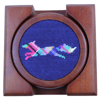 Longshanks Needlepoint Coasters in Navy by Smathers & Branson - Country Club Prep
