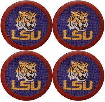Louisiana State University Needlepoint Coasters in Purple by Smathers & Branson - Country Club Prep