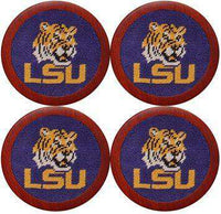 Louisiana State University Needlepoint Coasters in Purple by Smathers & Branson - Country Club Prep