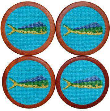 Mahi Mahi Coasters in Aqua Blue by Smathers & Branson - Country Club Prep