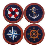 Nautical Life Needlepoint Coasters by Smathers & Branson - Country Club Prep