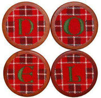 Noel Needlepoint Coasters in Red by Smathers & Branson - Country Club Prep