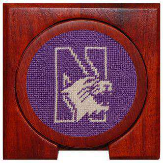 Northwestern Needlepoint Coasters in Purple by Smathers & Branson - Country Club Prep