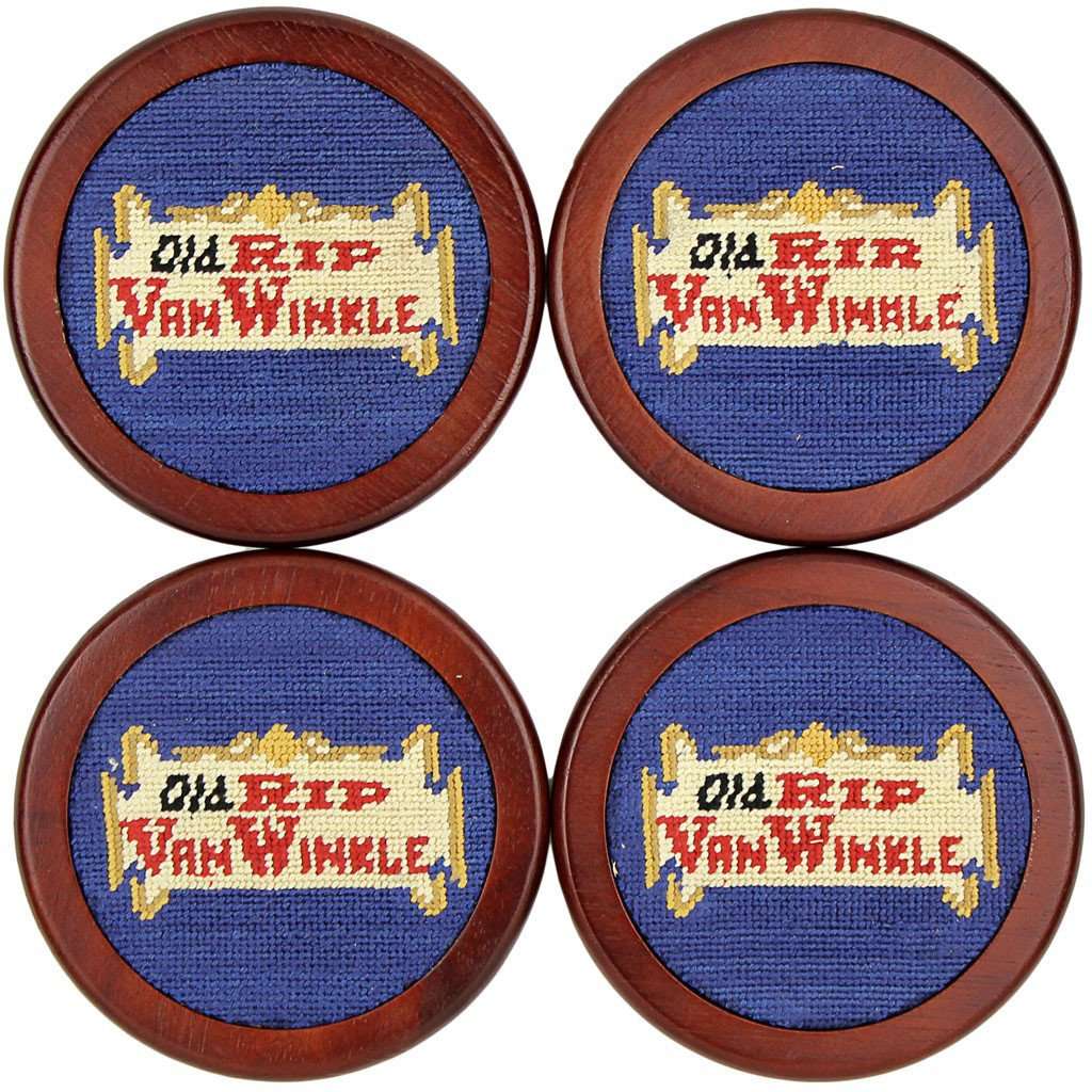 Old Rip Van Winkle (Pappy Van Winkle) Coasters in Blue by Smathers & Branson - Country Club Prep