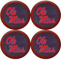 Ole Miss Needlepoint Coasters in Blue by Smathers & Branson - Country Club Prep