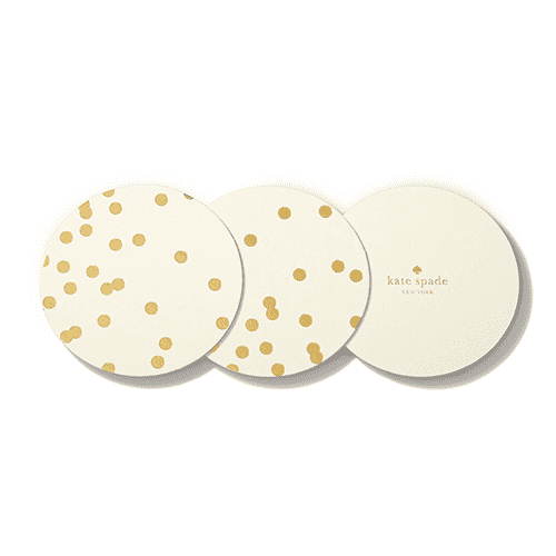 Paper Coaster Set in Gold Dots by Kate Spade New York - Country Club Prep