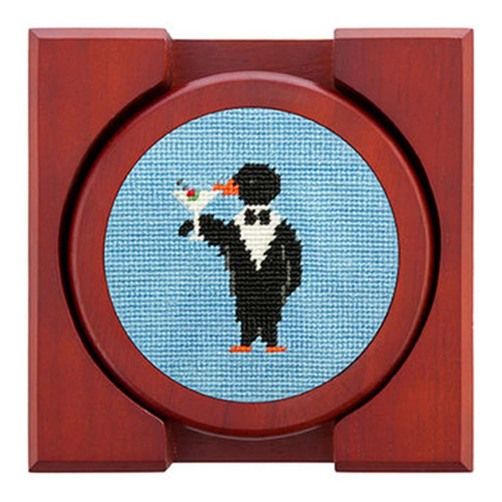 Party Animals Needlepoint Coasters in Light Blue by Smathers & Branson - Country Club Prep