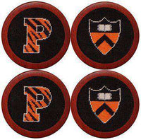 Princeton University Needlepoint Coasters in Black by Smathers & Branson - Country Club Prep
