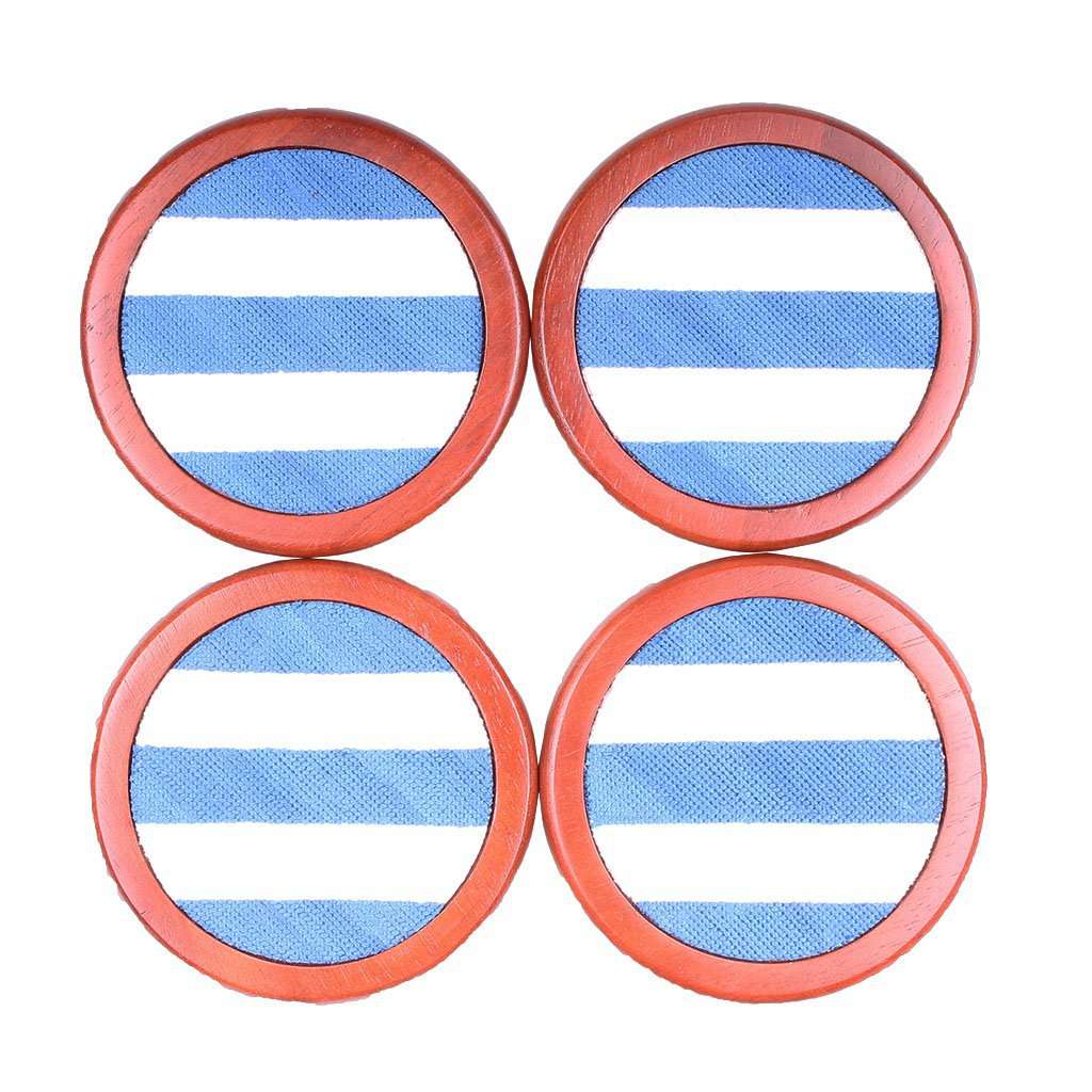 Repp Stripe Needlepoint Coasters in Blue and White by Smathers & Branson - Country Club Prep