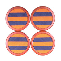 Repp Stripe Needlepoint Coasters in Orange and Dark Navy by Smathers & Branson - Country Club Prep