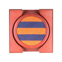 Repp Stripe Needlepoint Coasters in Orange and Dark Navy by Smathers & Branson - Country Club Prep