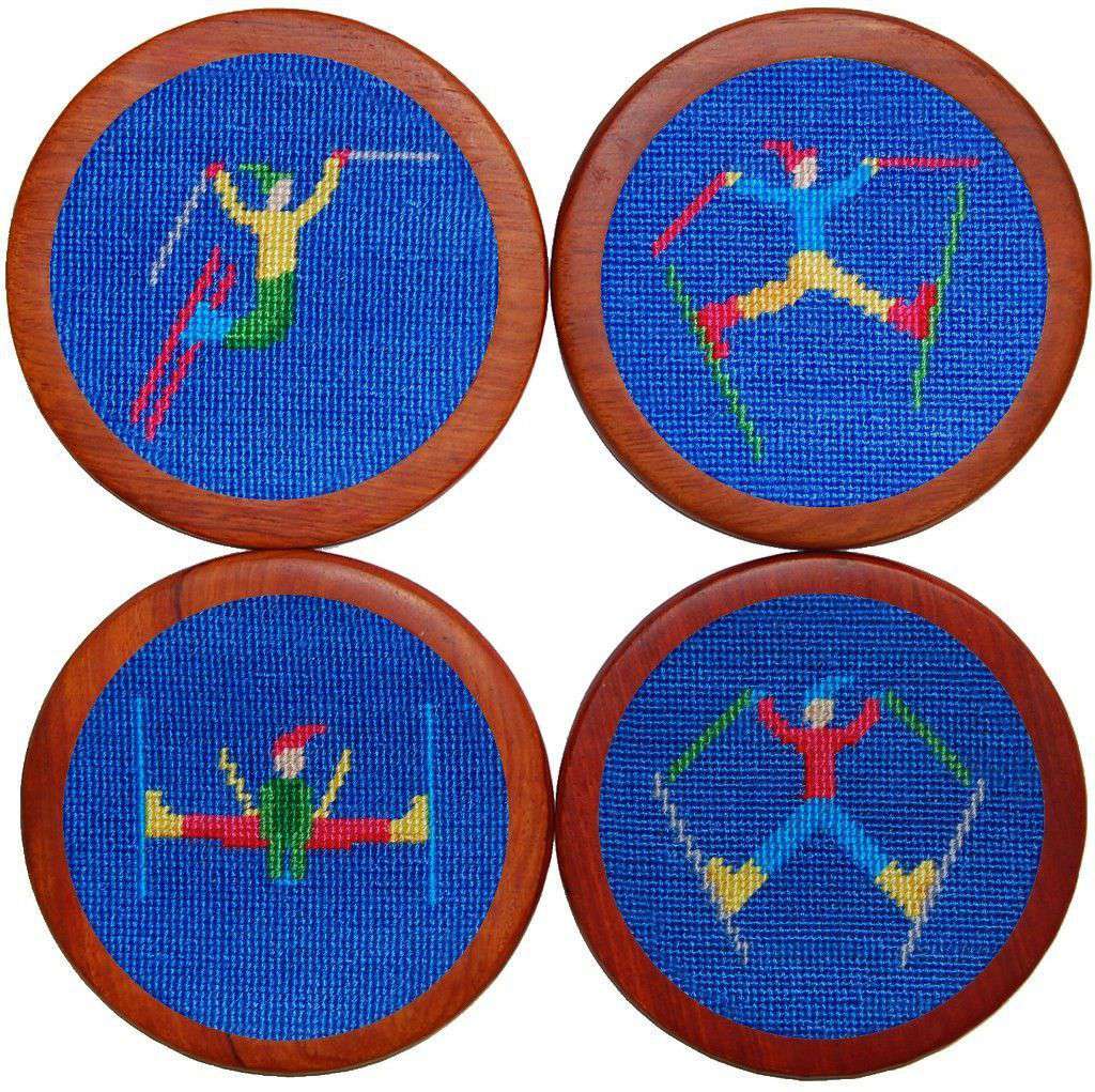 Ski Tricks Coasters in Blue by Smathers & Branson - Country Club Prep