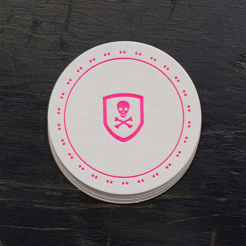 Skull & Cross Bones Coaster Set in Hot Pink by Ancesserie - Country Club Prep