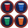 Solo Cups Needlepoint Coasters in Dark Navy by Smathers & Branson - Country Club Prep
