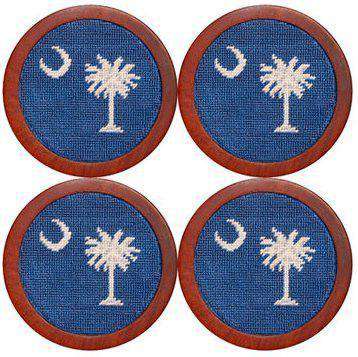 South Carolina State Flag Needlepoint Coasters in Blue by Smathers & Branson - Country Club Prep