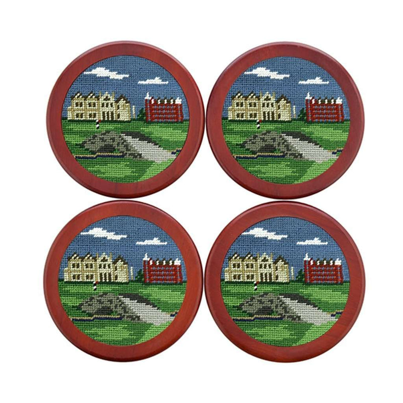 St Andrews Scene Needlepoint Coasters by Smathers & Branson - Country Club Prep