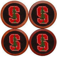 Stanford University Needlepoint Coasters in Black and Red by Smathers & Branson - Country Club Prep