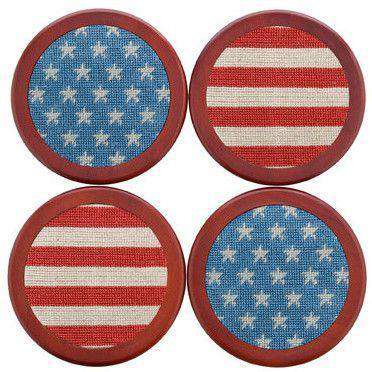 Stars and Stripes Needlepoint Coasters Set by Smathers & Branson - Country Club Prep