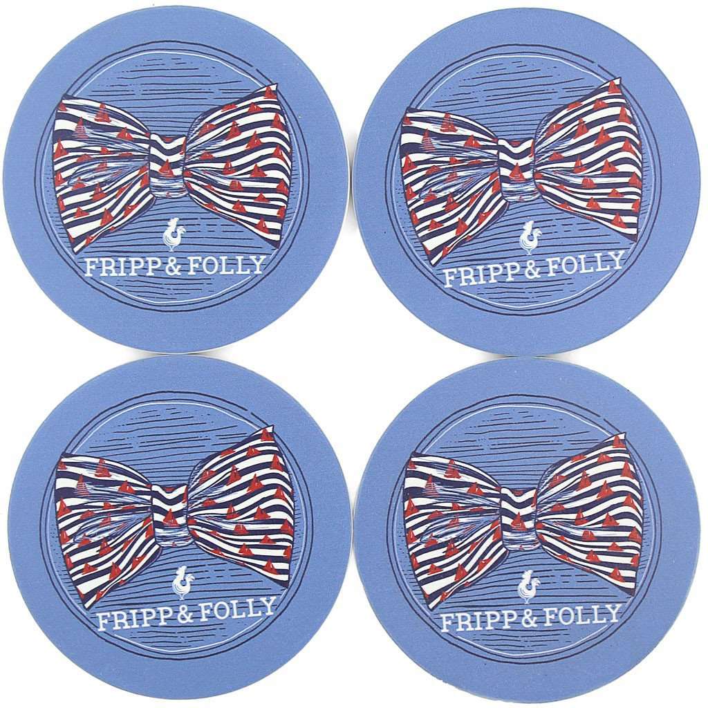 Stone Bow Tie Coaster Set in Blue by Fripp & Folly - Country Club Prep