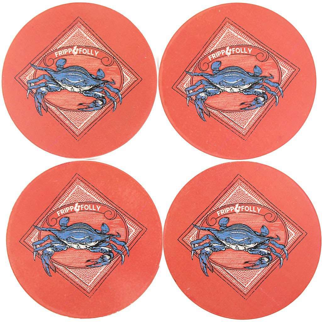 Stone Crab Coaster Set in Orange by Fripp & Folly - Country Club Prep